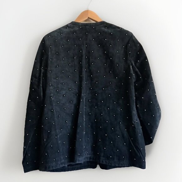 Louis Dell'Olio 100% Leather Suede Studded Leather Jacket‎ Black Size Medium - Picture 3 of 6